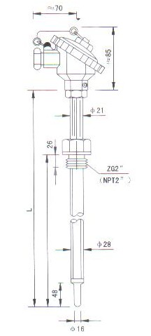 煙道、風道熱電偶（熱電阻）產品結構圖