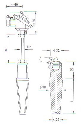 高溫高壓熱電偶（熱電阻）產品結構圖