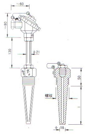 低温低压热电偶（热电阻）产品结构图