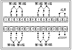 智能巡检仪端子接线（输入信号为热电偶、电压、电流）