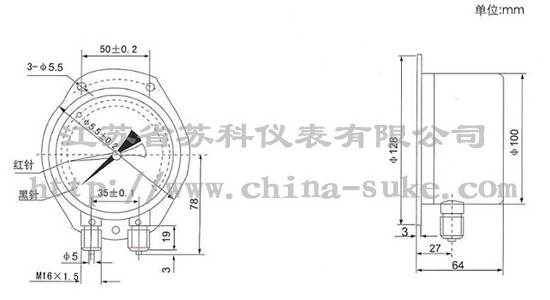 双针压力表外形尺寸